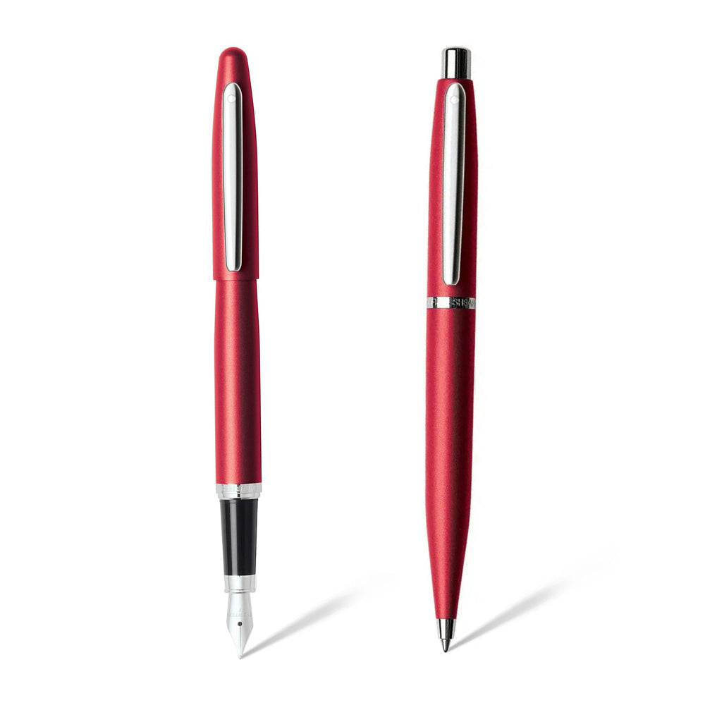 Sheaffer Excessive Red VFM with Chrome Plate Trim as set of 2 pens - Ballpoint Pen and Fountain Pen Gift Set | E5940353