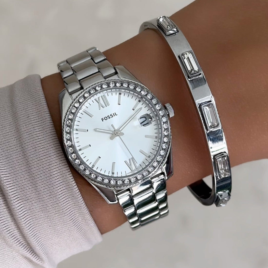 Fossil Scarlette Mini Three-Hand Date Stainless Steel Women's Watch | ES4317