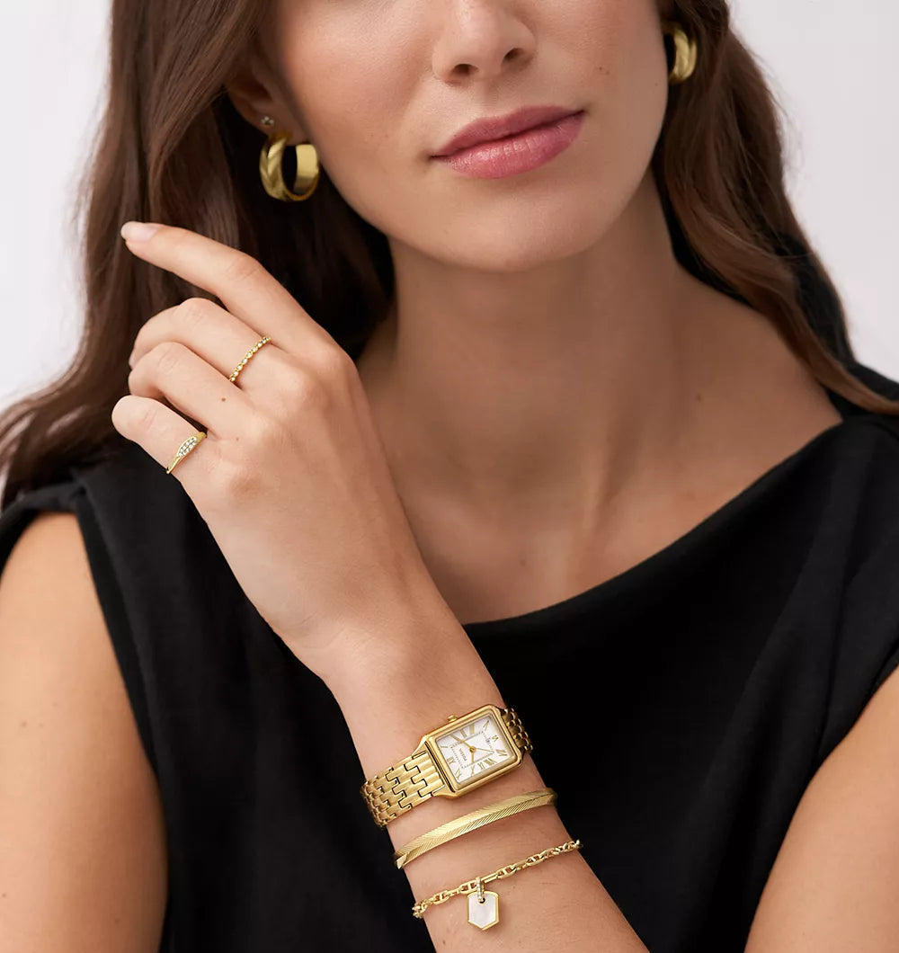 Fossil Raquel Three-Hand Date Gold-Tone Stainless Steel Women's Watch | ES5220