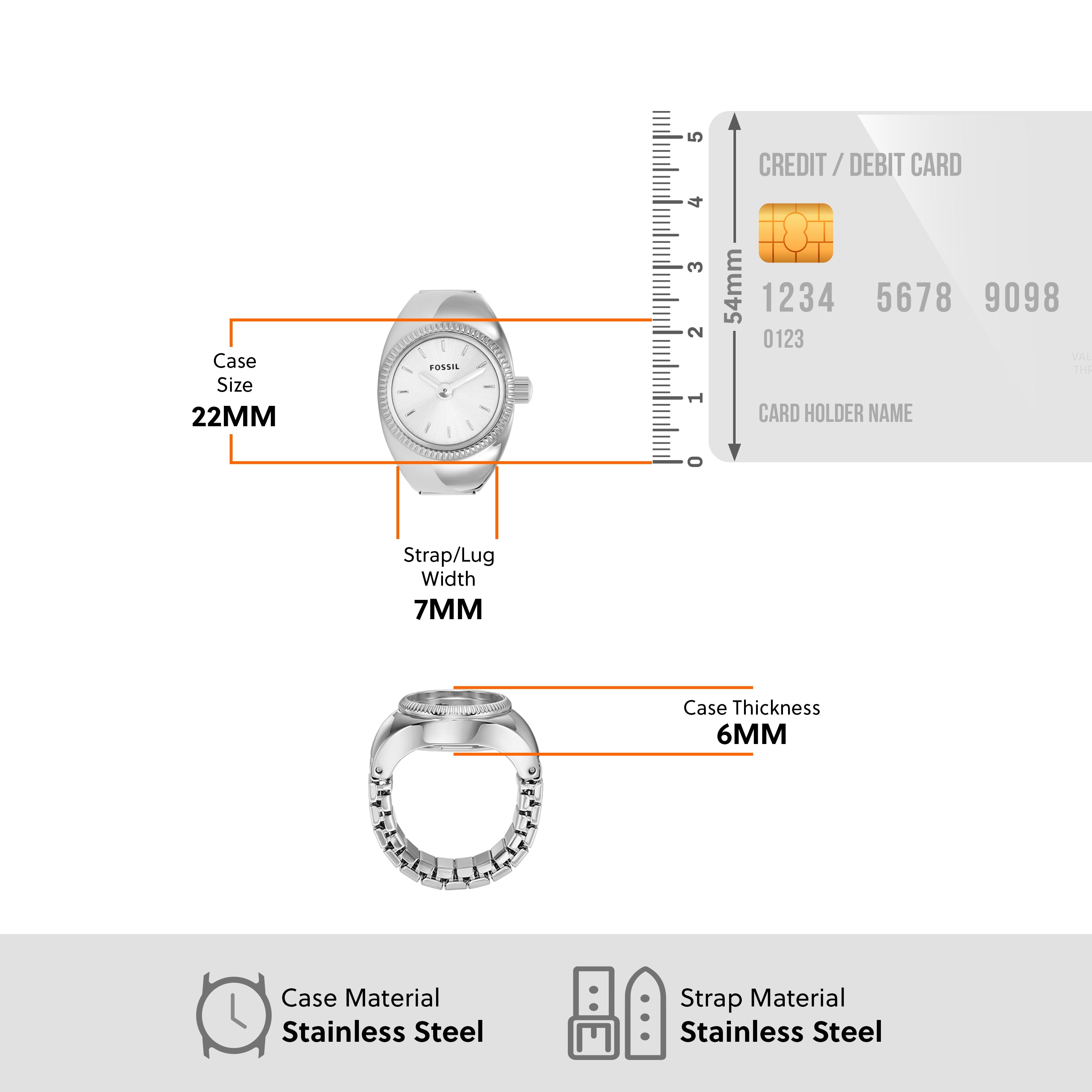 Fossil Exquisite Silver Woman's Ring Watch | ES5245