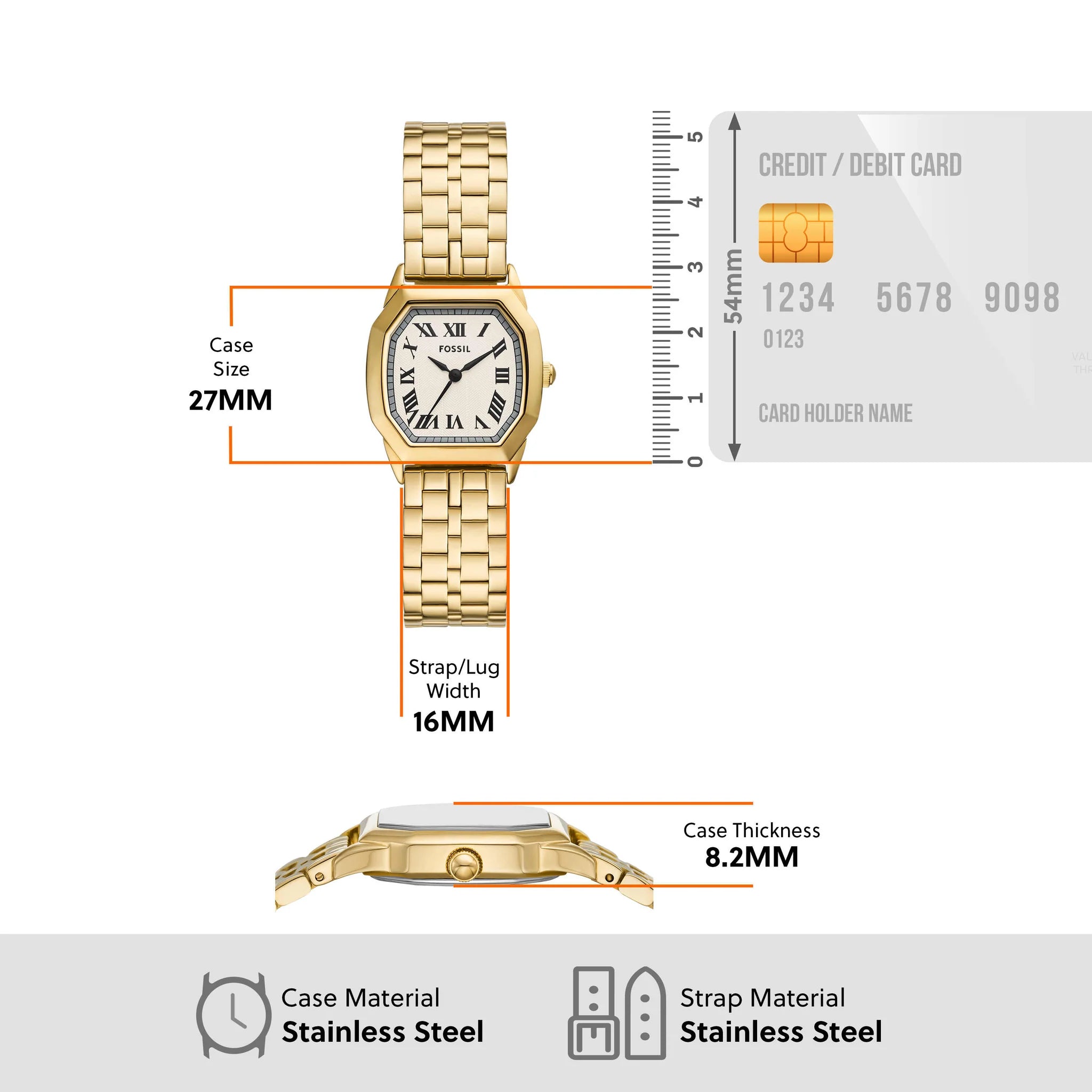 Fossil Harlow Three-Hand, Gold-Tone Stainless Steel Women's Watch | ES5361