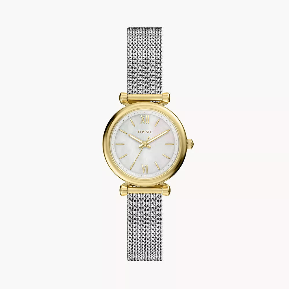 Fossil Carlie White & Gold Stainless Steel 28mm Women's Watch | ES5463