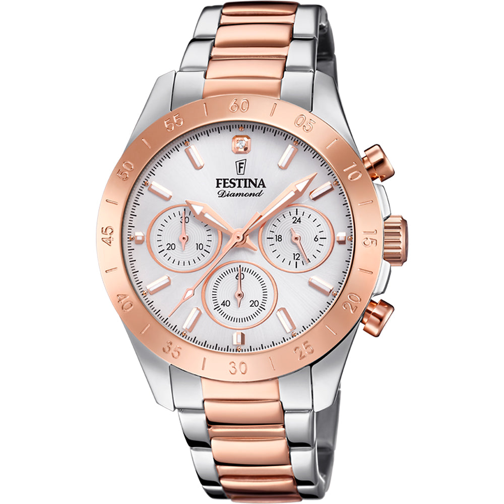 Festina Boyfriend Quartz Chronograph Grey Stainless Steel Women's Watch | F20398/1