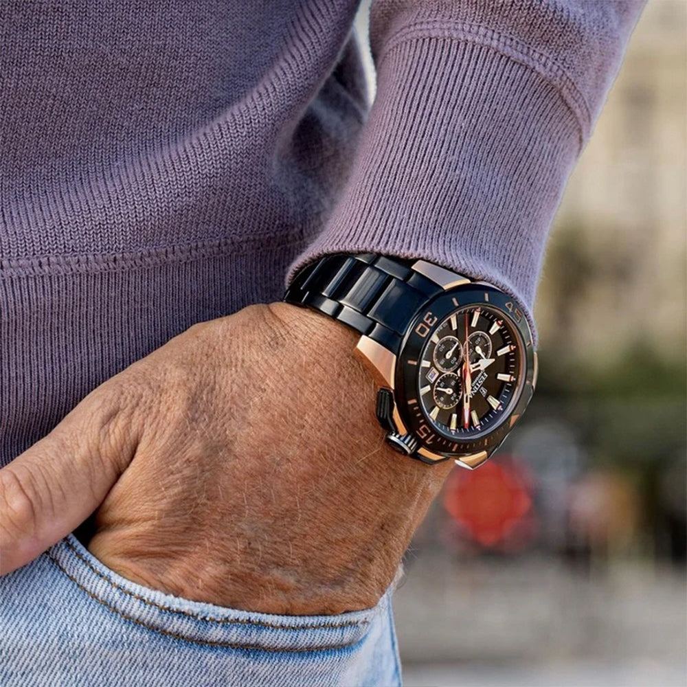 Festina Ceramic Quartz Chronograph Black Rose Gold Subdials Stainless Steel Men's Watch | F20578/1