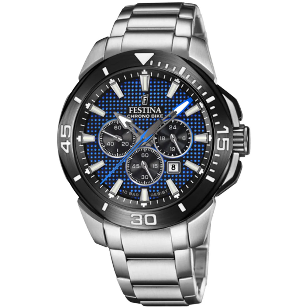 Festina Chrono Bike Quartz Chronograph Blue Black Stainless Steel Men's Watch | F20641/2