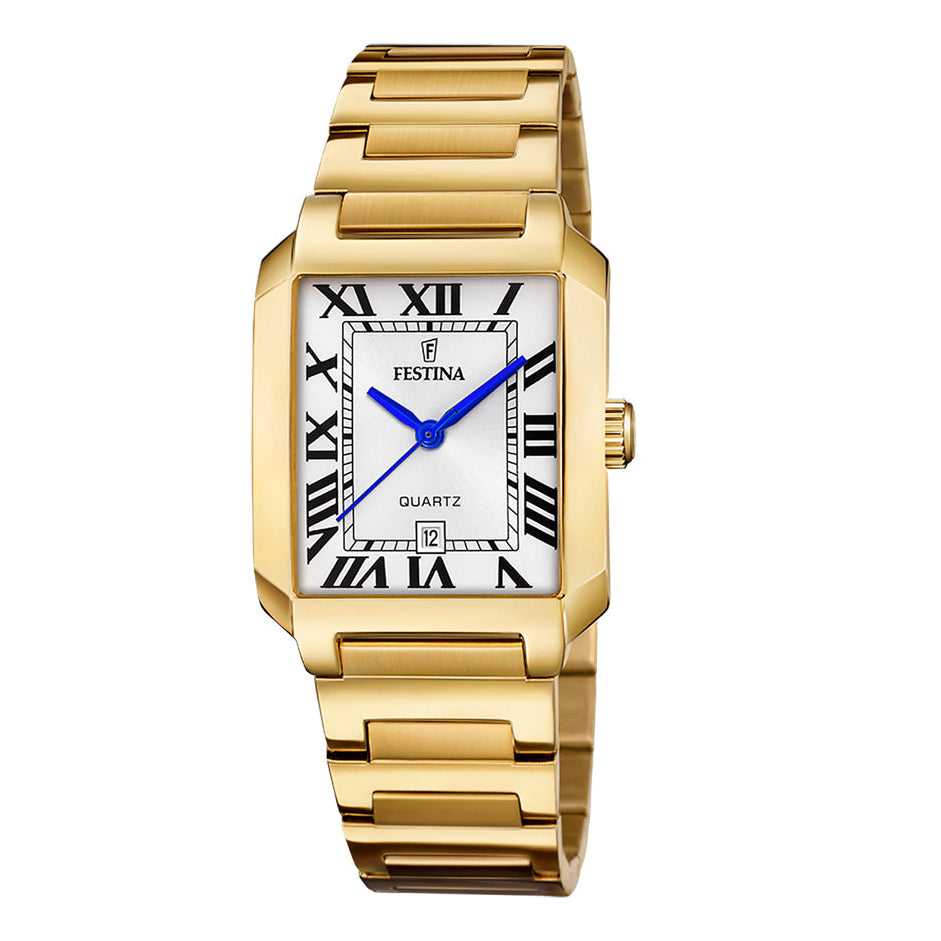 Festina On The Square Quartz Rectangular Gold Stainless Steel Women's Watch | F20680/1