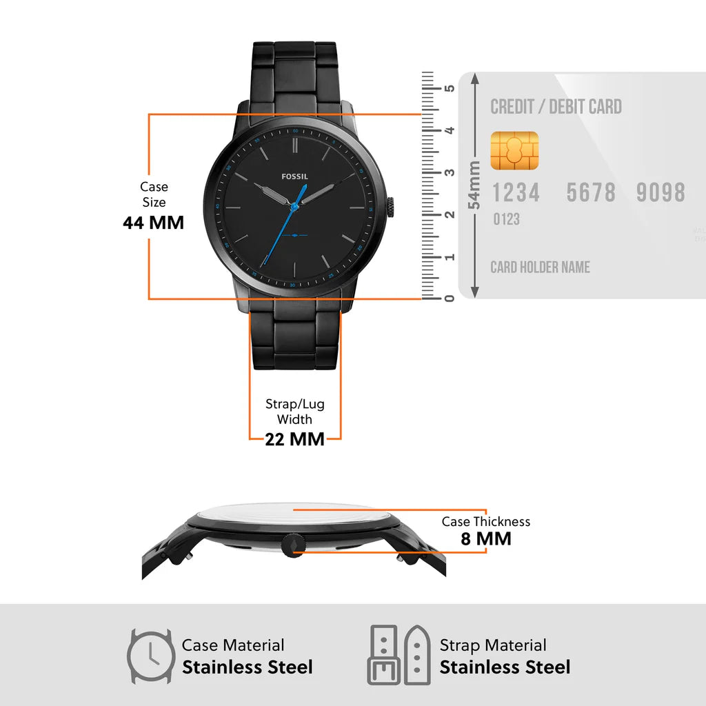Fossil The Minimalist Slim Black Stainless Steel Men's Watch | FS5308