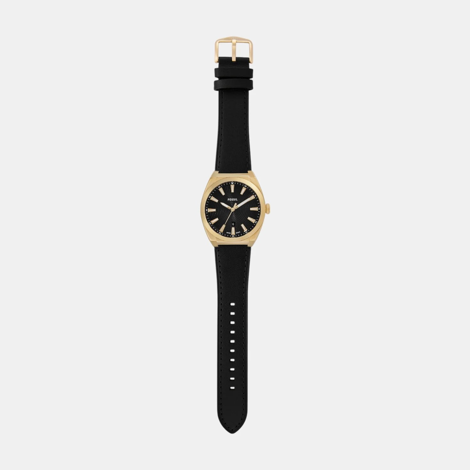 Fossil Everett Three-Hand Date Black Leather Men's Dress Watch| FS6089