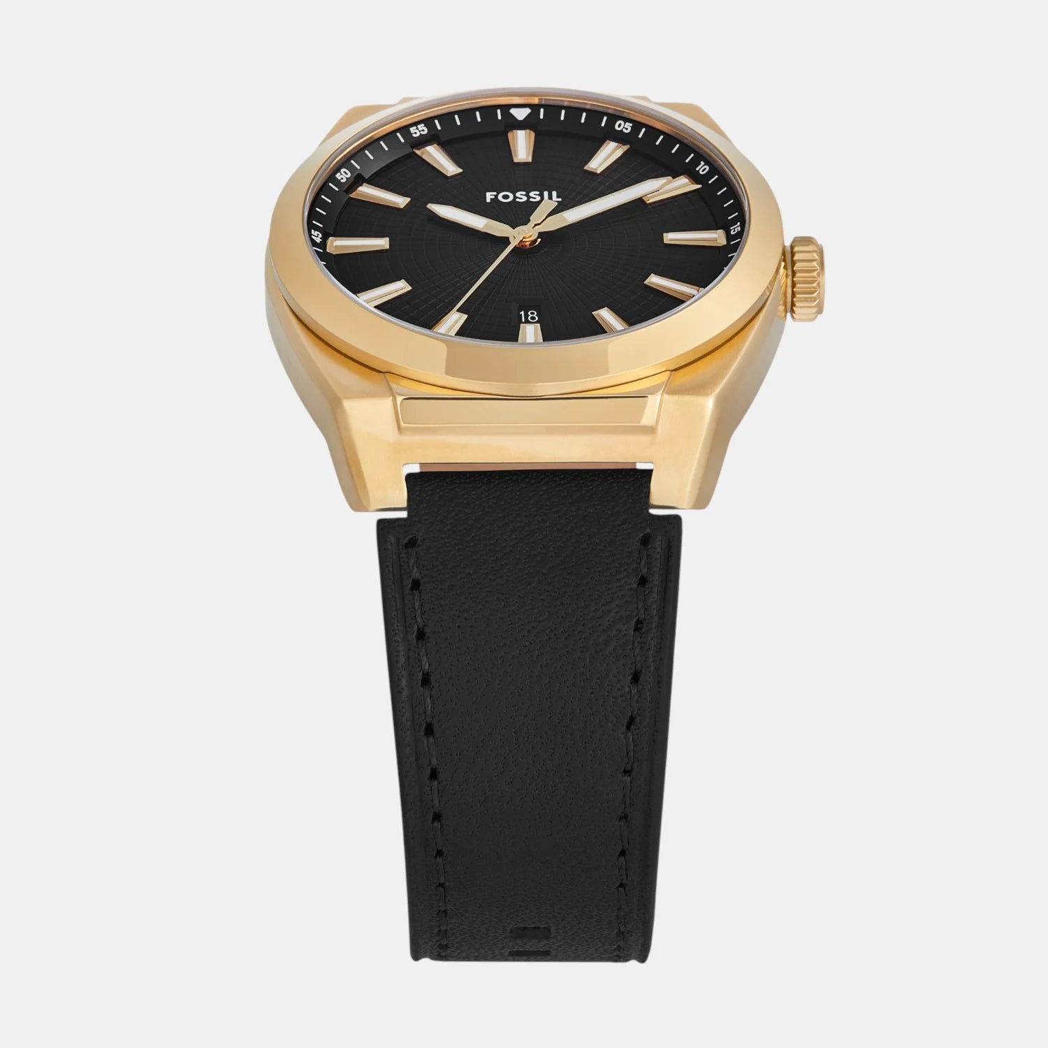 Fossil Everett Three-Hand Date Black Leather Men's Dress Watch| FS6089