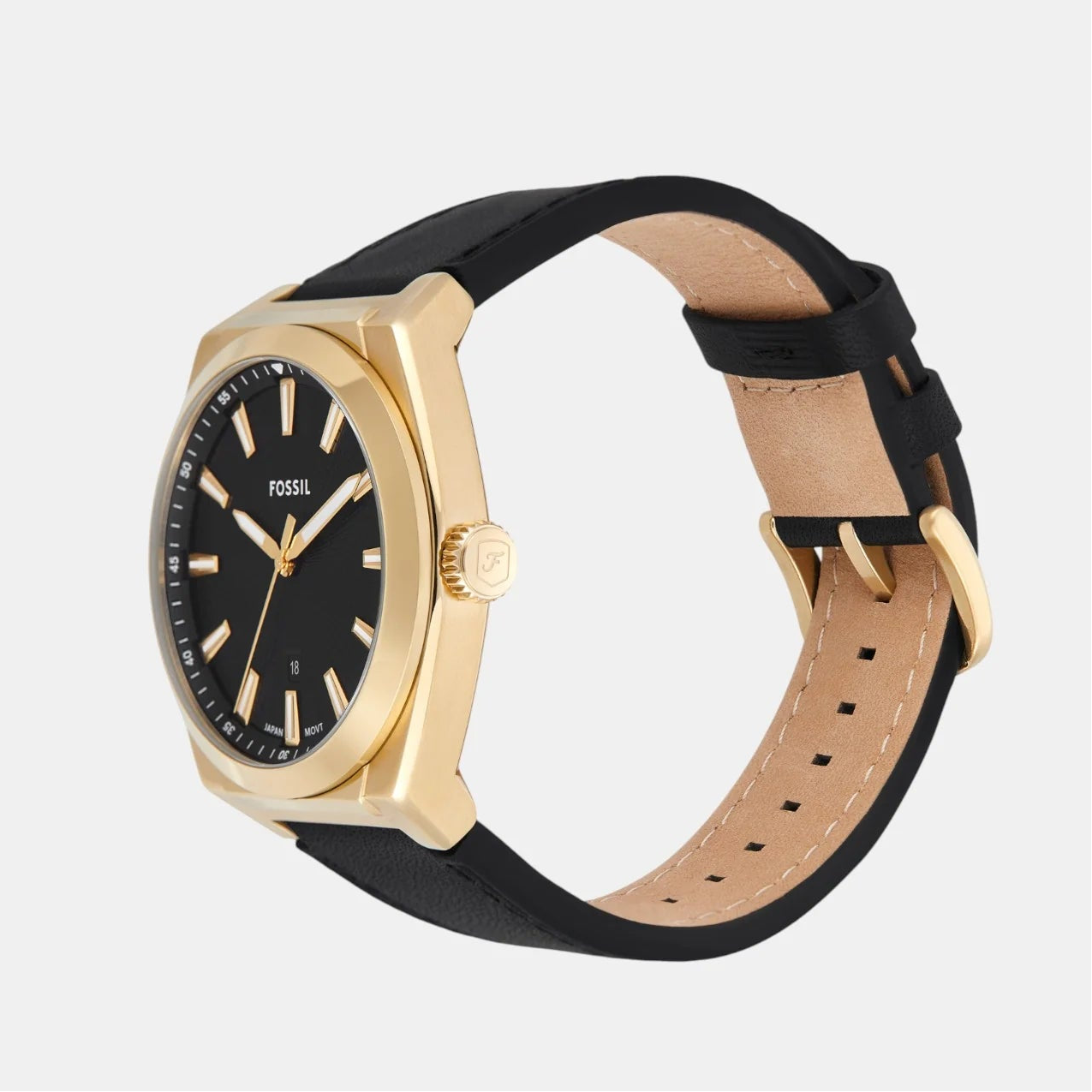 Fossil Everett Three-Hand Date Black Leather Men's Dress Watch| FS6089