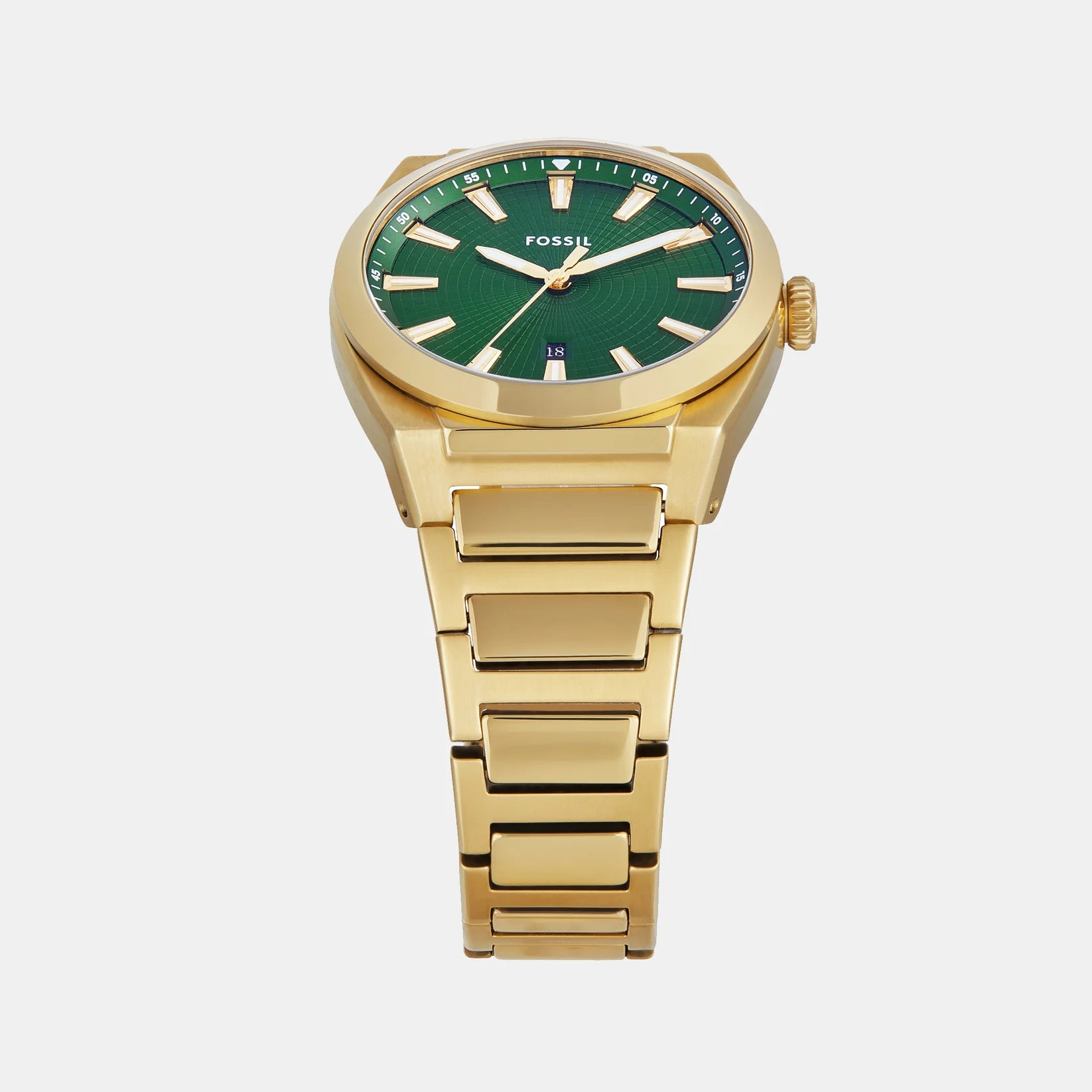 Fossil Everett Green Dial Gold Strap Analog Men's Watch | FS6090
