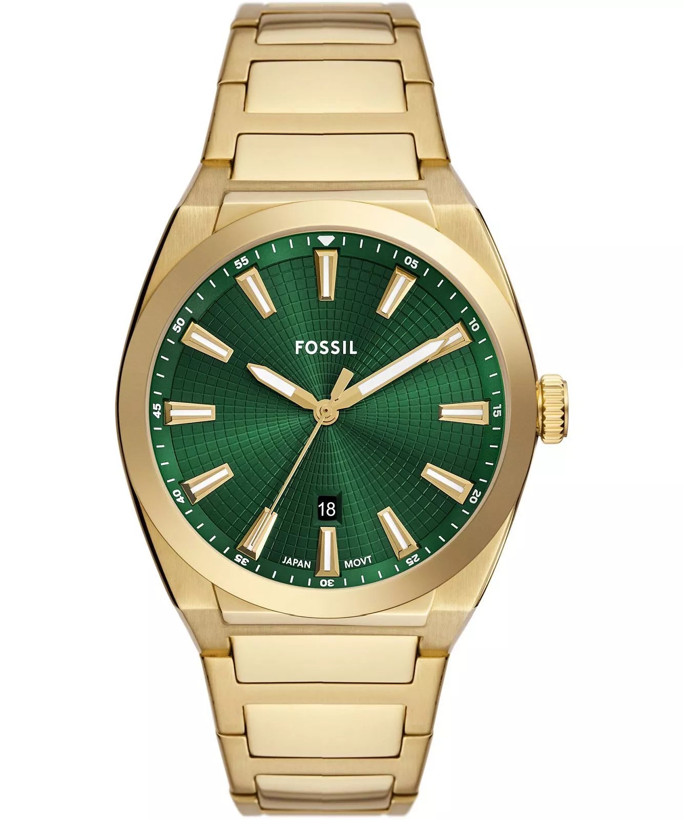 Fossil Everett Green Dial Gold Strap Analog Men's Watch | FS6090