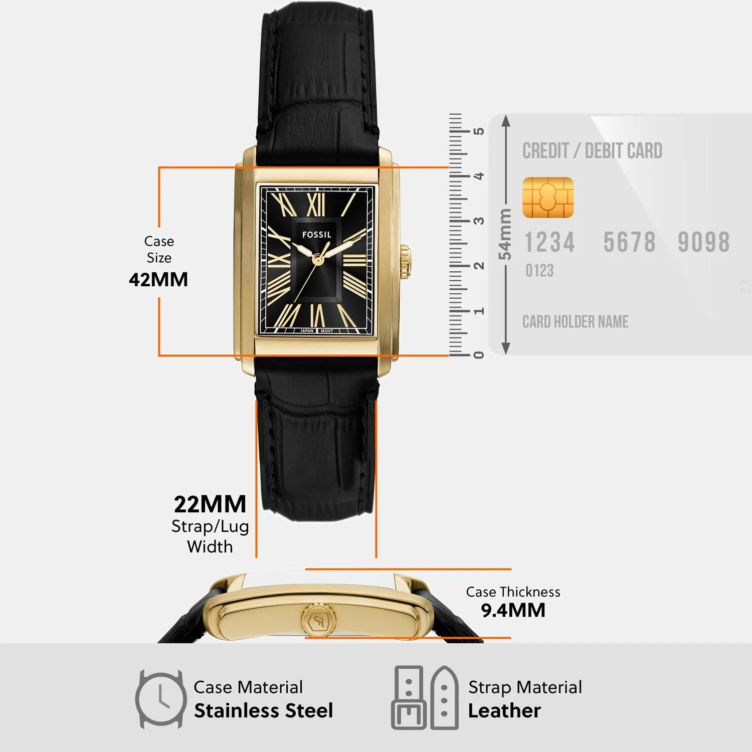 Fossil Quartz Black Dial Analog Leather Watch Men's Watch | FS6091