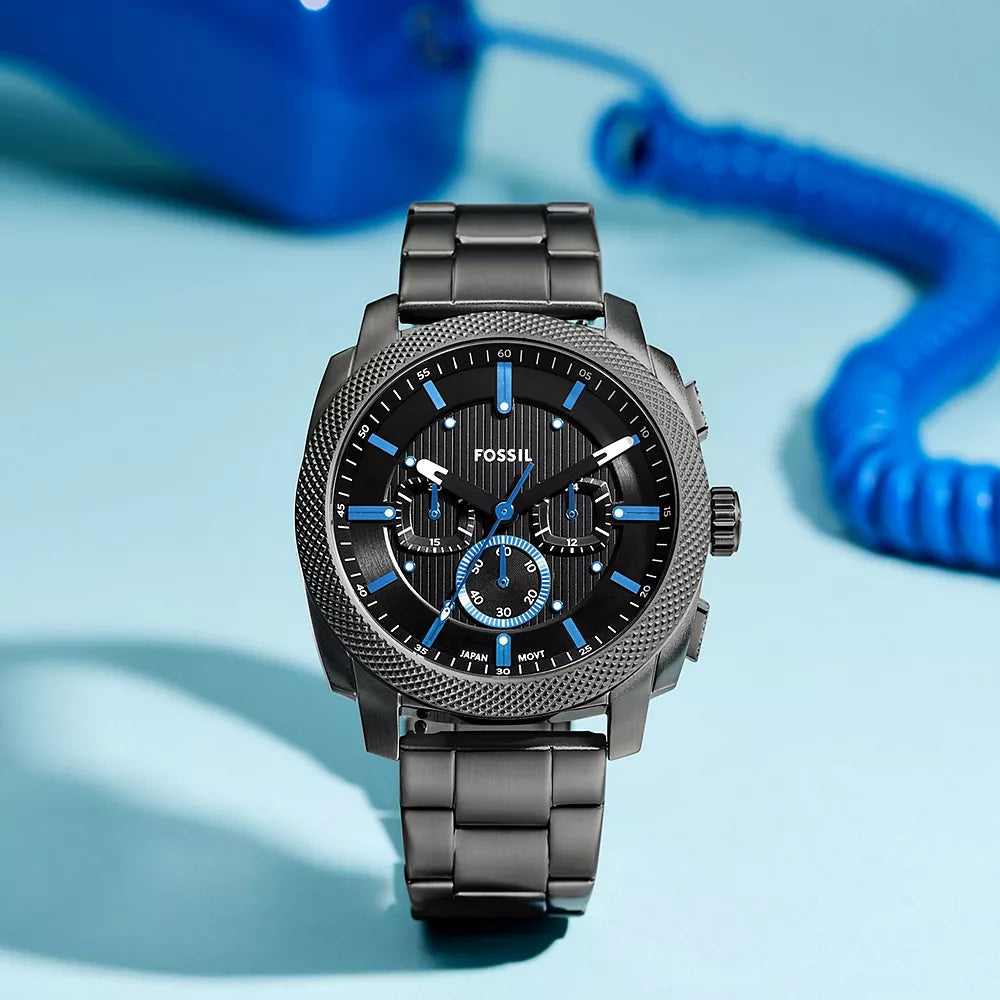 Fossil Machine Chronograph Smoke Stainless Steel Men's Dress Watch | FS6098