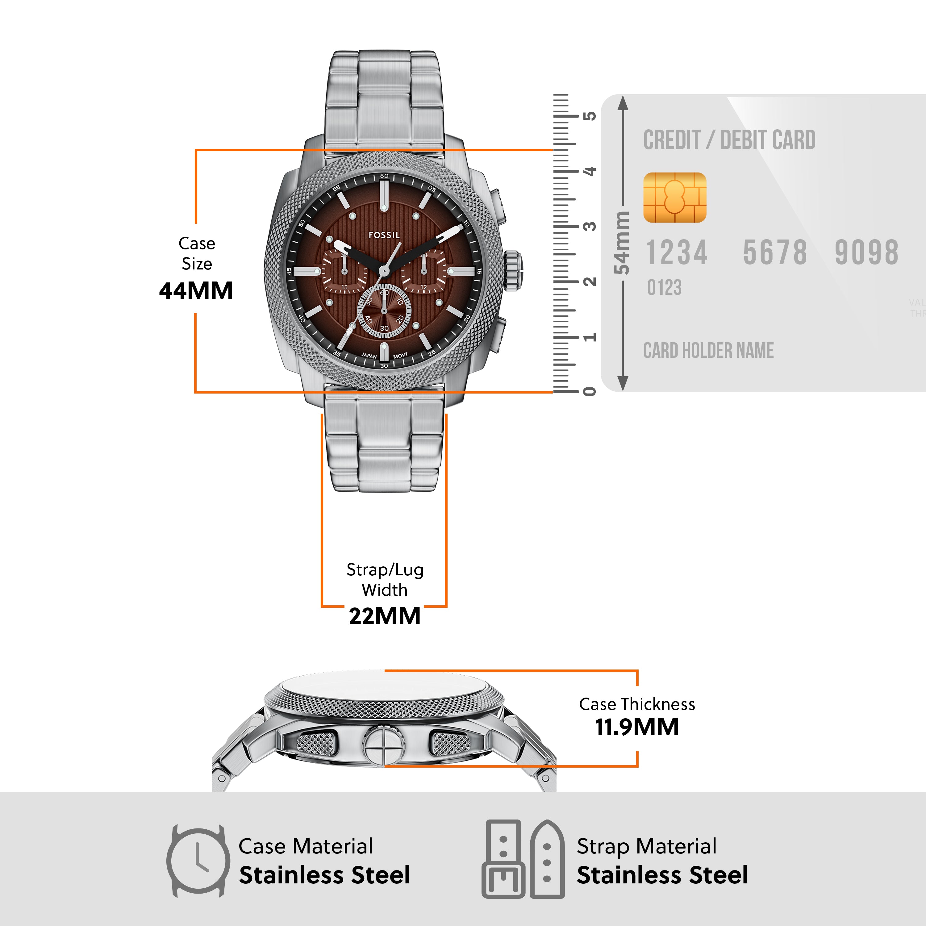 Fossil Machine Chronograph Stainless Steel Men's Watch | FS6144