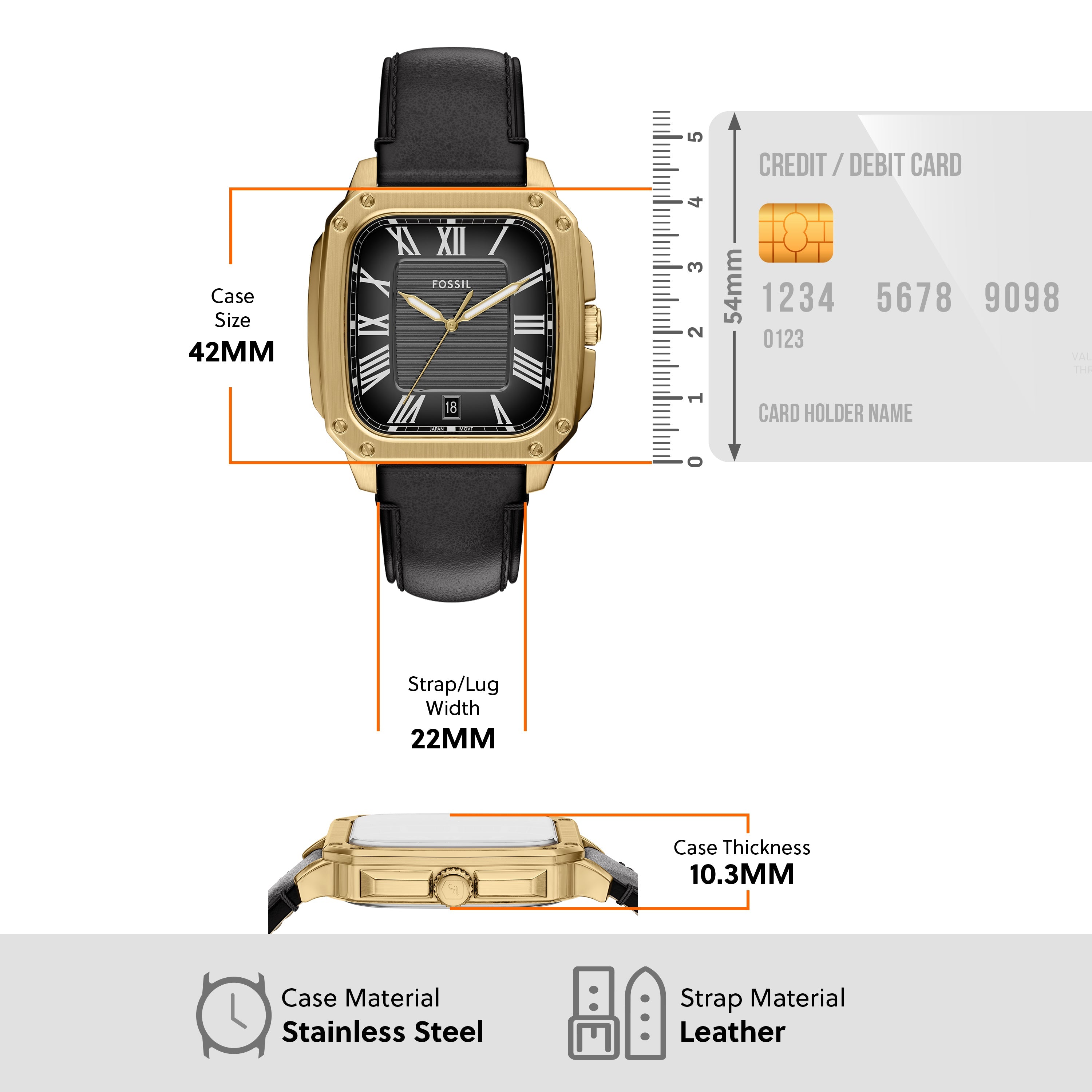 Fossil Crosby Three Hand Black Leather Unisex Watch | FS6151