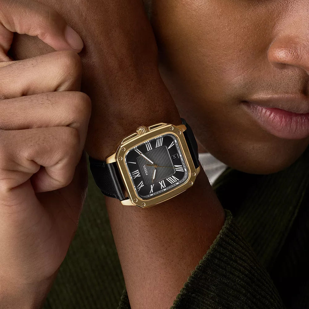 Fossil Crosby Three Hand Black Leather Unisex Watch | FS6151