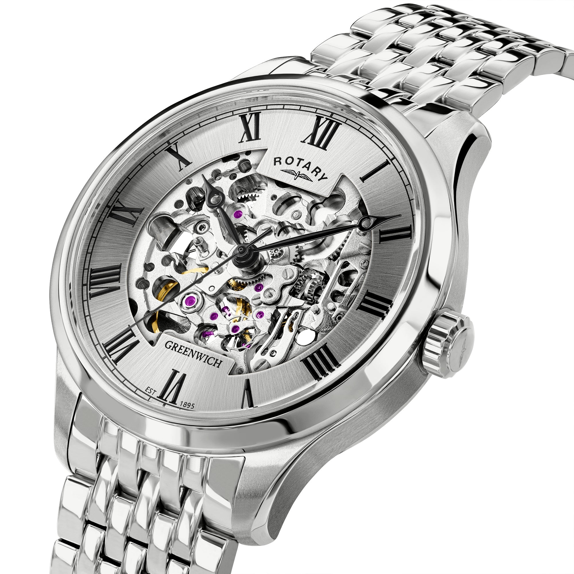 Rotary Men's Greenwich Skeleton Automatic Steel Watch | GB02940/06