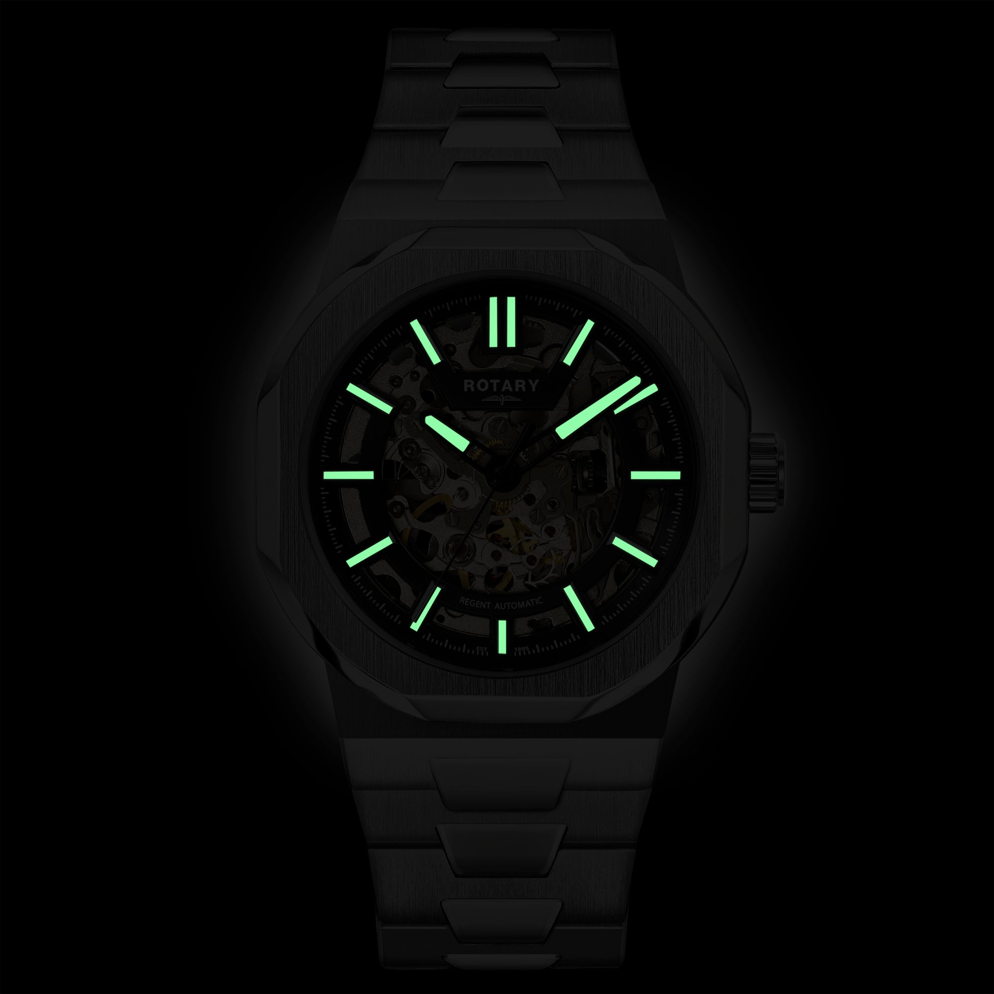 Rotary Men's Regent Automatic Skeleton Steel Watch | GB05495/04