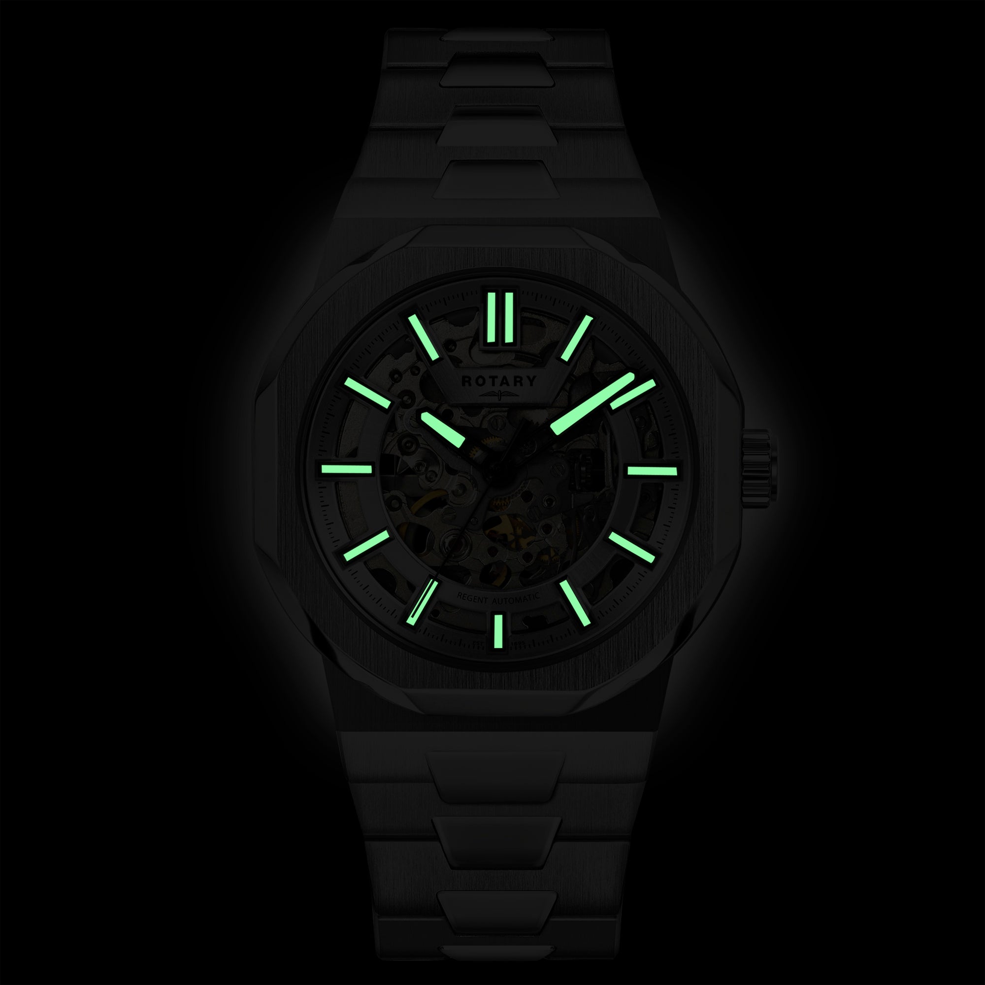 Rotary Men's Regent Automatic Skeleton Steel Watch | GB05495/06