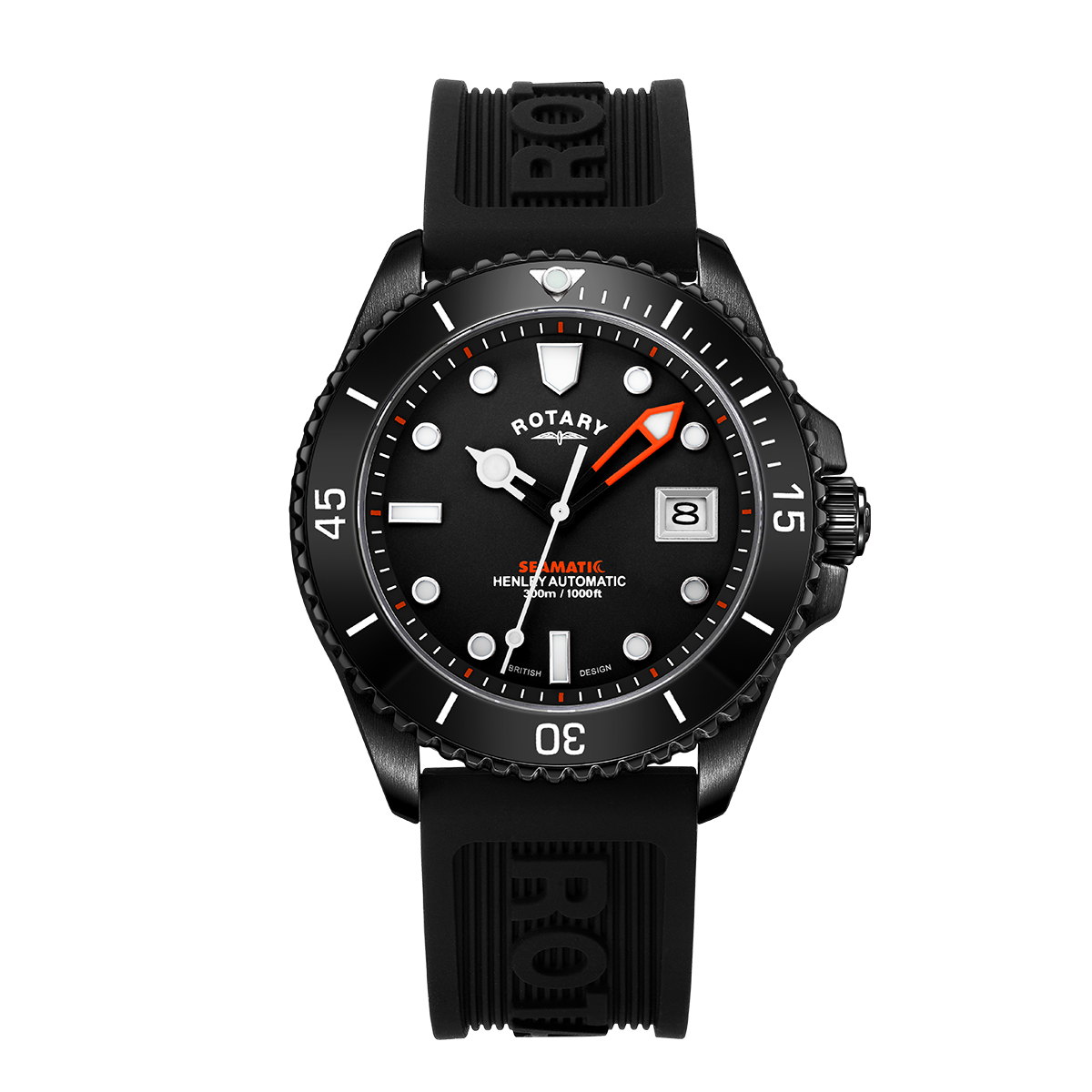 Rotary Seamatic Strap 300 Black Edition Automatic Watch | GS05434/04