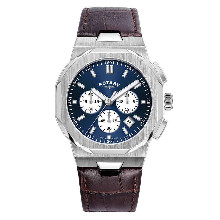 Rotary Regent Sport Chronograph Brown Leather Strap Men's Watch | GS05450/05