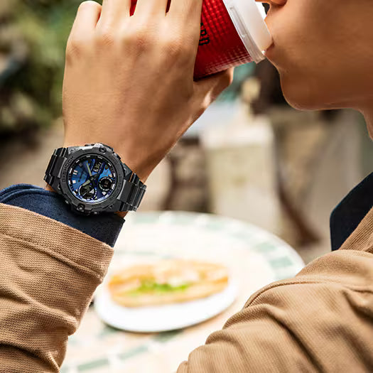 Casio G-Shock G-Steel Blue Dial and Black Steel Bracelet 50mm Men's Watch | GST-B400BD-1A2DR