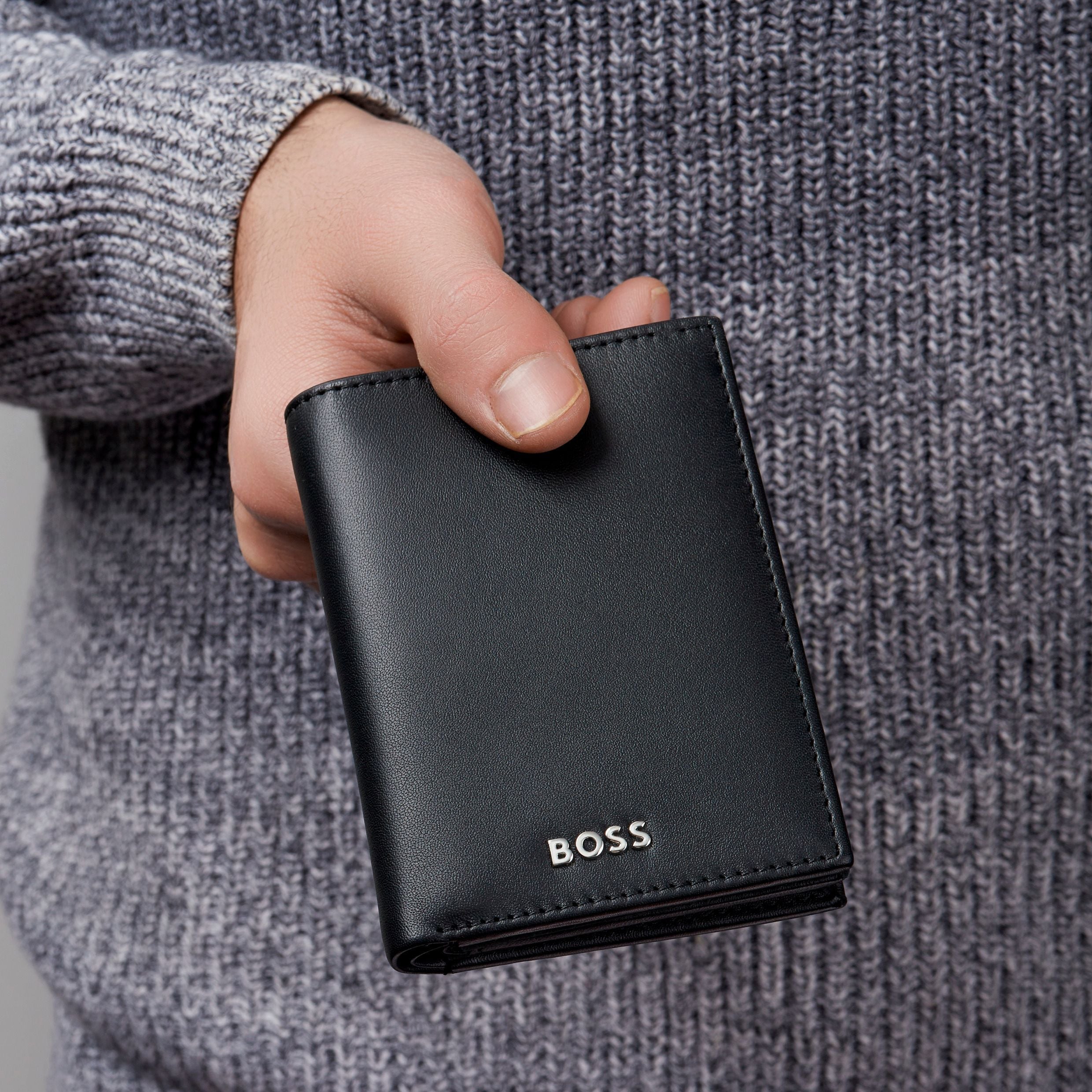 HUGO BOSS HLG403A - Card holder with flap and money pocket Classic Smooth Black