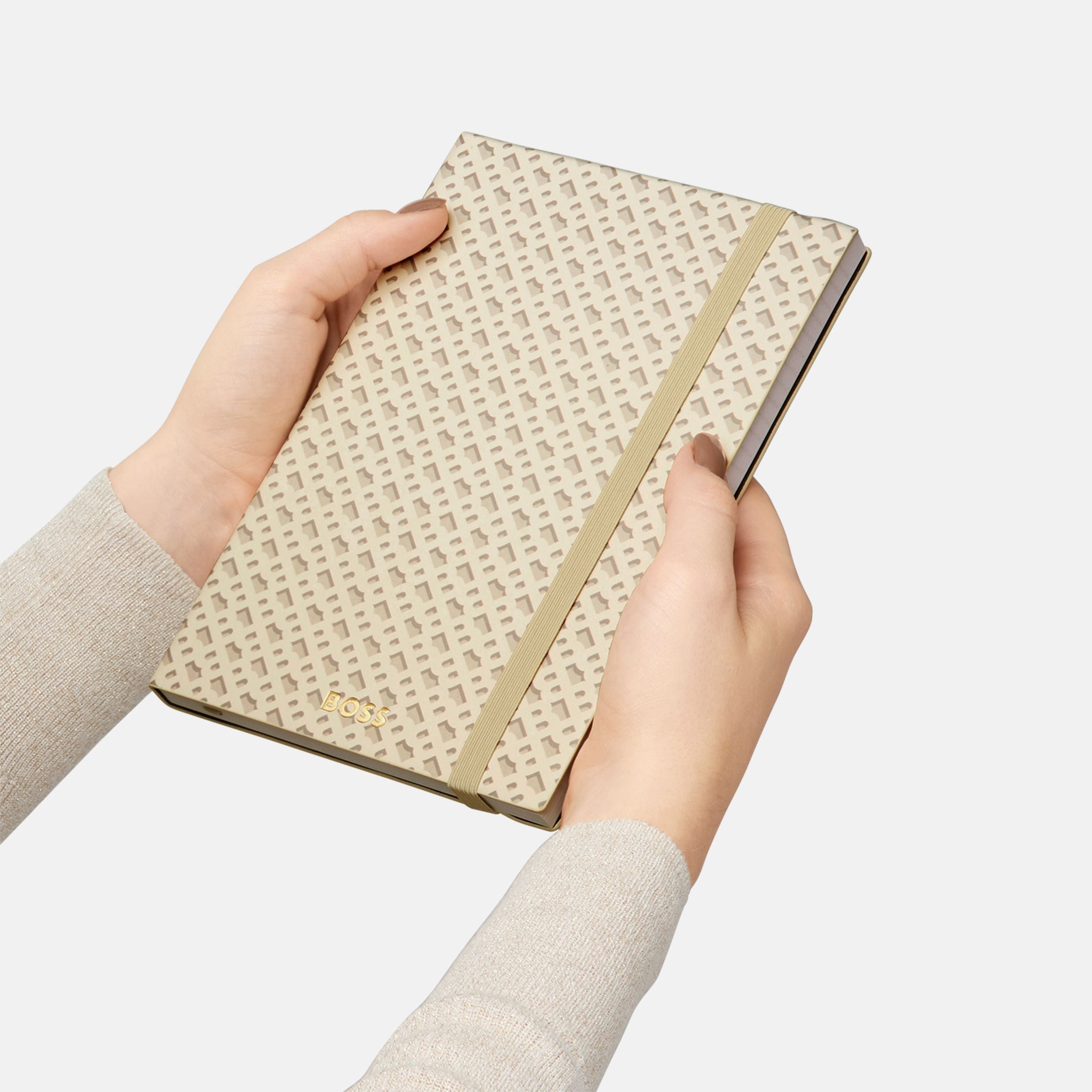 HUGO BOSS Notebook A5 Monogram Cream Lined | HNH412GL