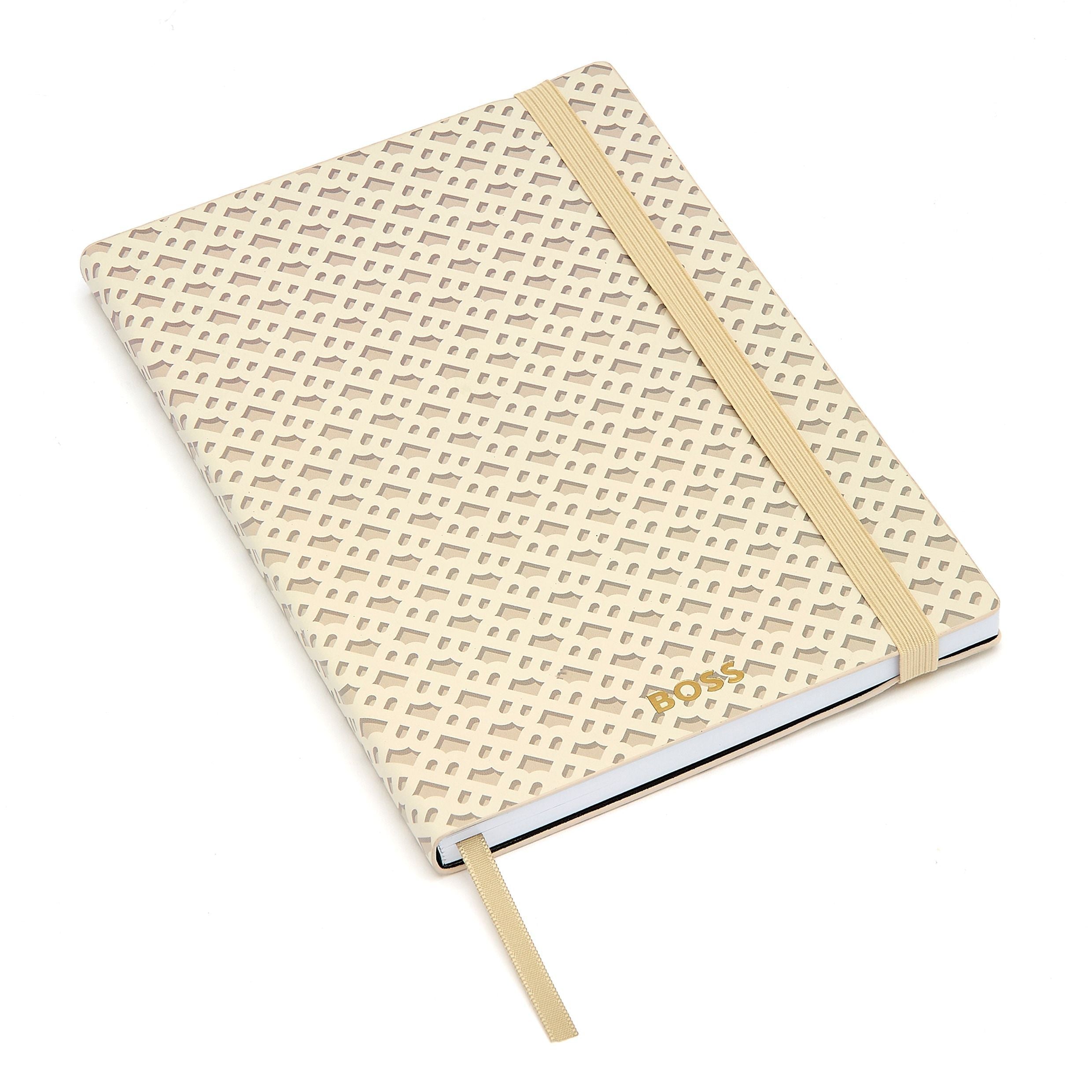 HUGO BOSS Notebook A5 Monogram Cream Lined | HNH412GL