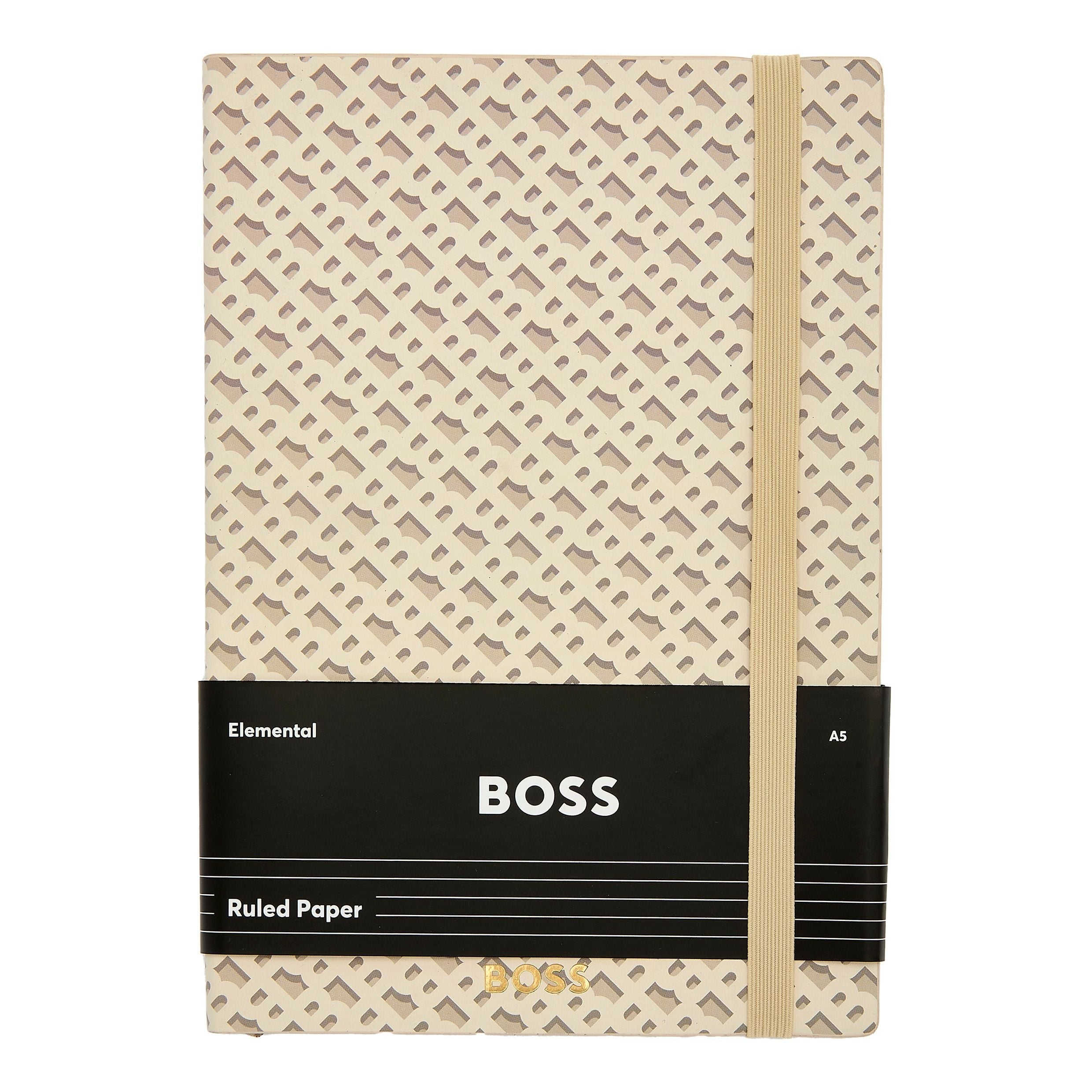 HUGO BOSS Notebook A5 Monogram Cream Lined | HNH412GL