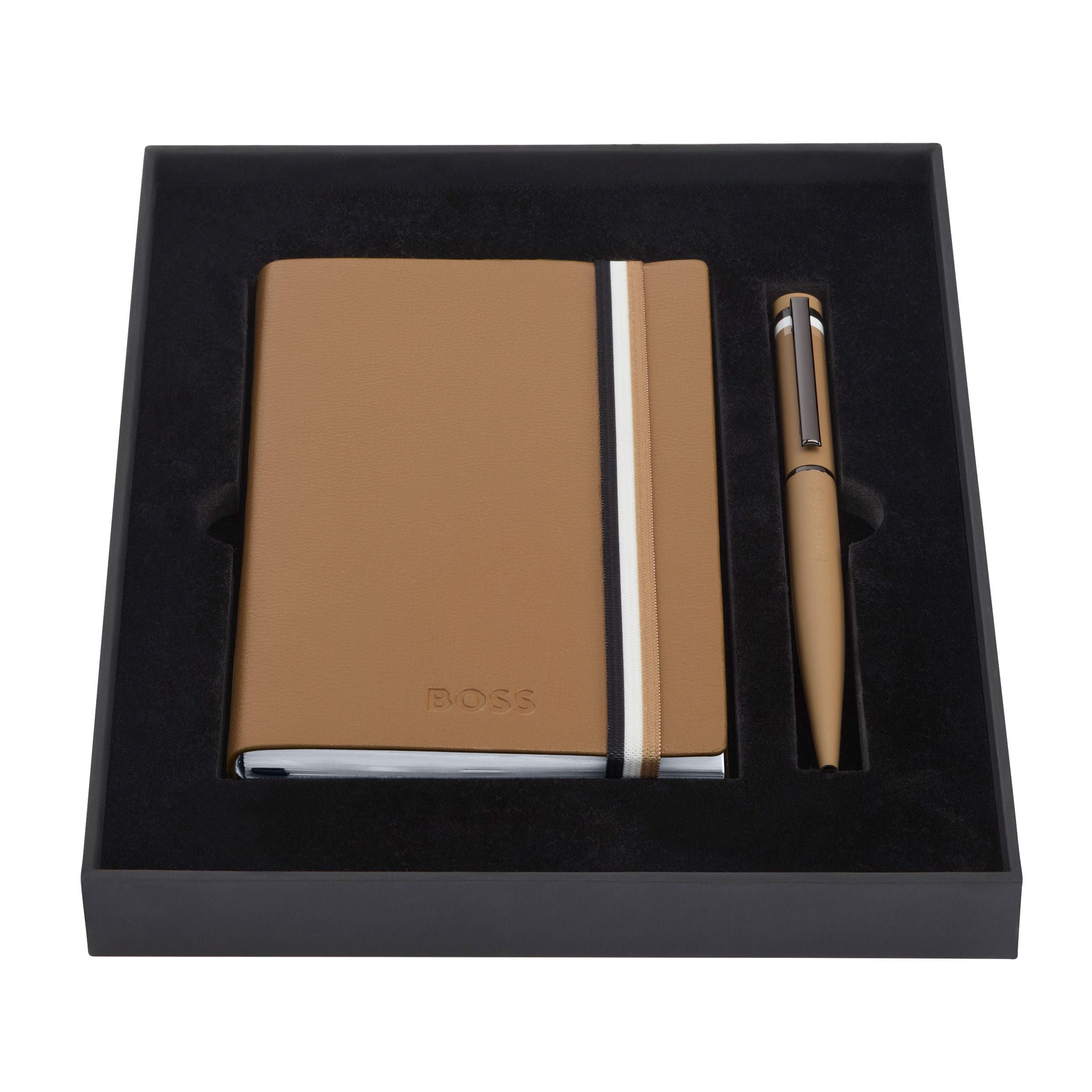HUGO BOSS Camel Ballpoint Pen & Note pad A6 Gift Set | HPBM421X