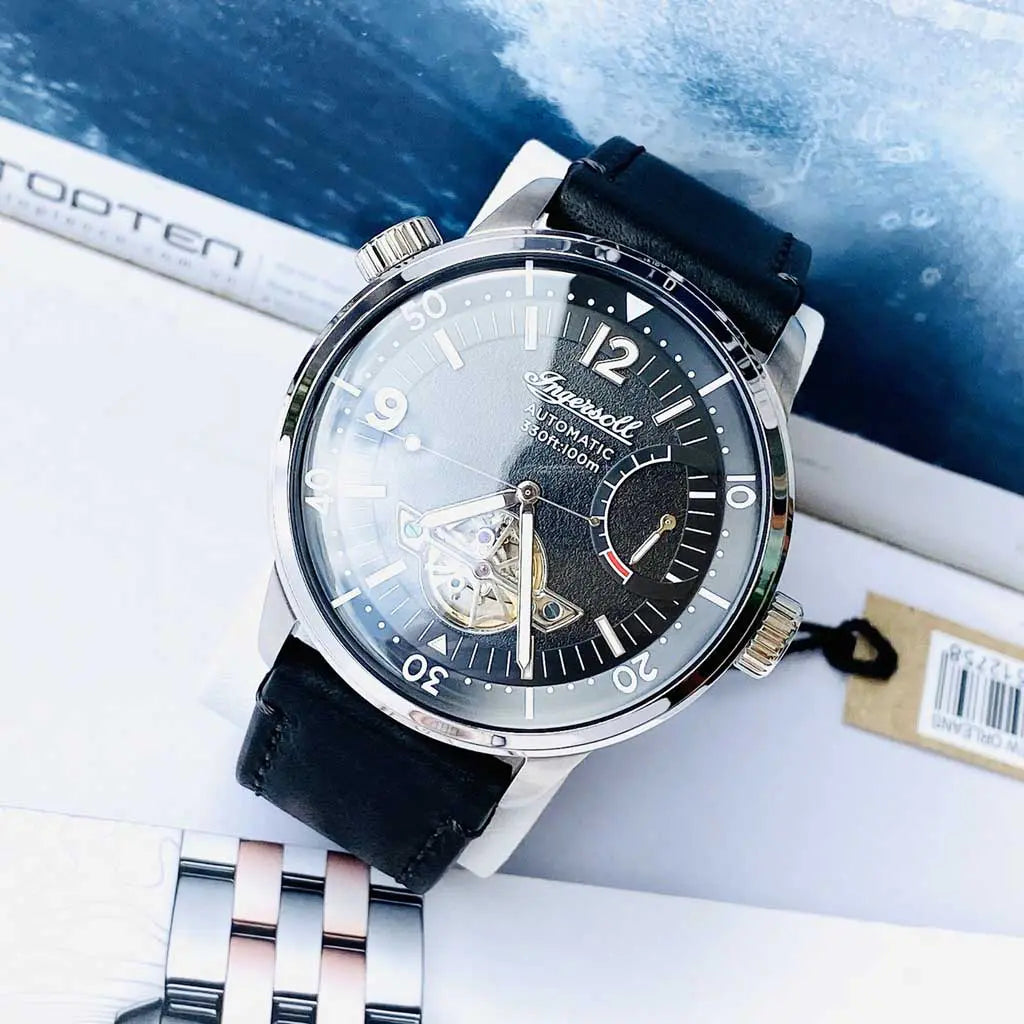 Ingersoll The New Orleans Black & Black Leather 40mm Men's Watch | I07801