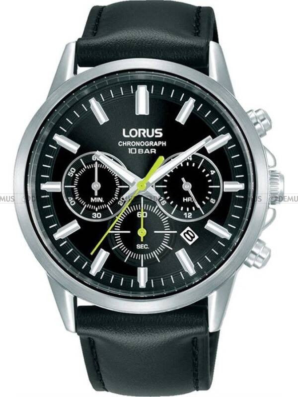 Lorus Black Dial Leather Strap Chronograph Men's Watch | RT379KX9