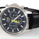Lorus Black Dial Leather Strap Chronograph Men's Watch | RT379KX9