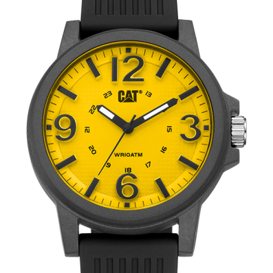 CAT Groovy Yellow Dial Black Hands Black Numerals Black Strap | LF.111.21.731