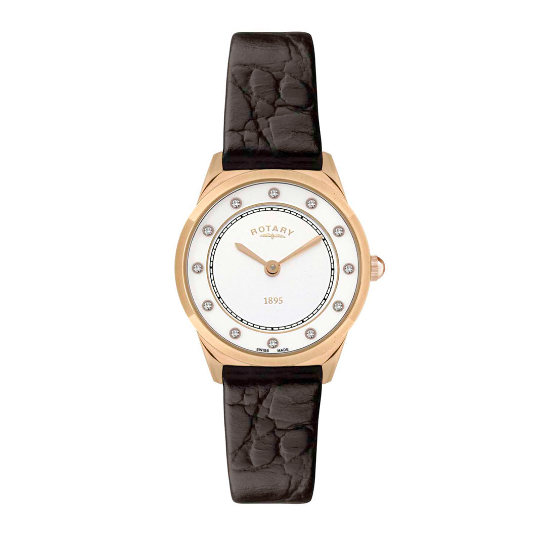 Rotary Ultra Slim Mother of Pearl Dial and Rose Gold Leather 27mm Unisex Watch | LS08003/02