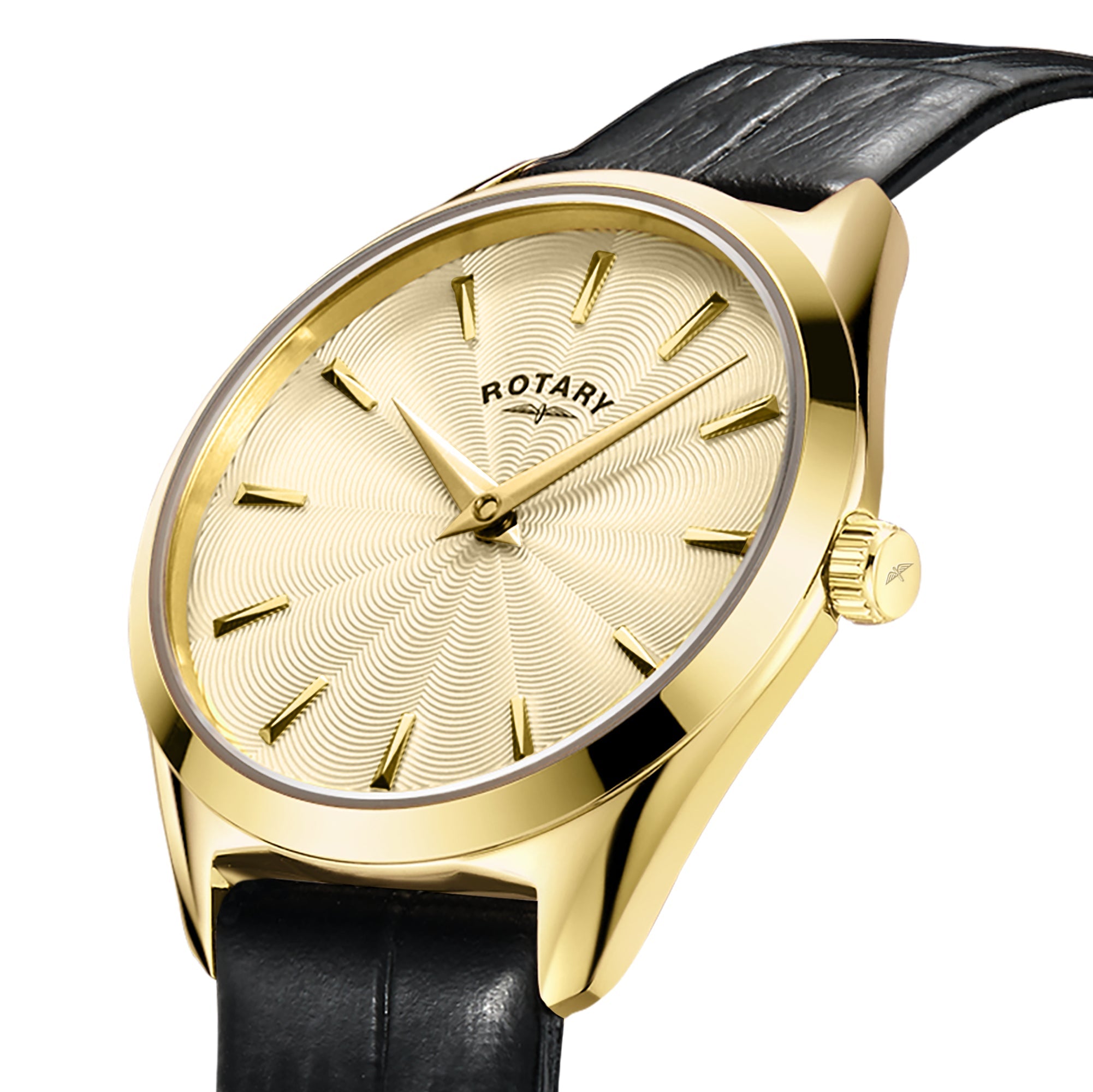 Rotary Ultra Slim Black Dial and Black Leather 27mm Women's Watch | LS08013/03