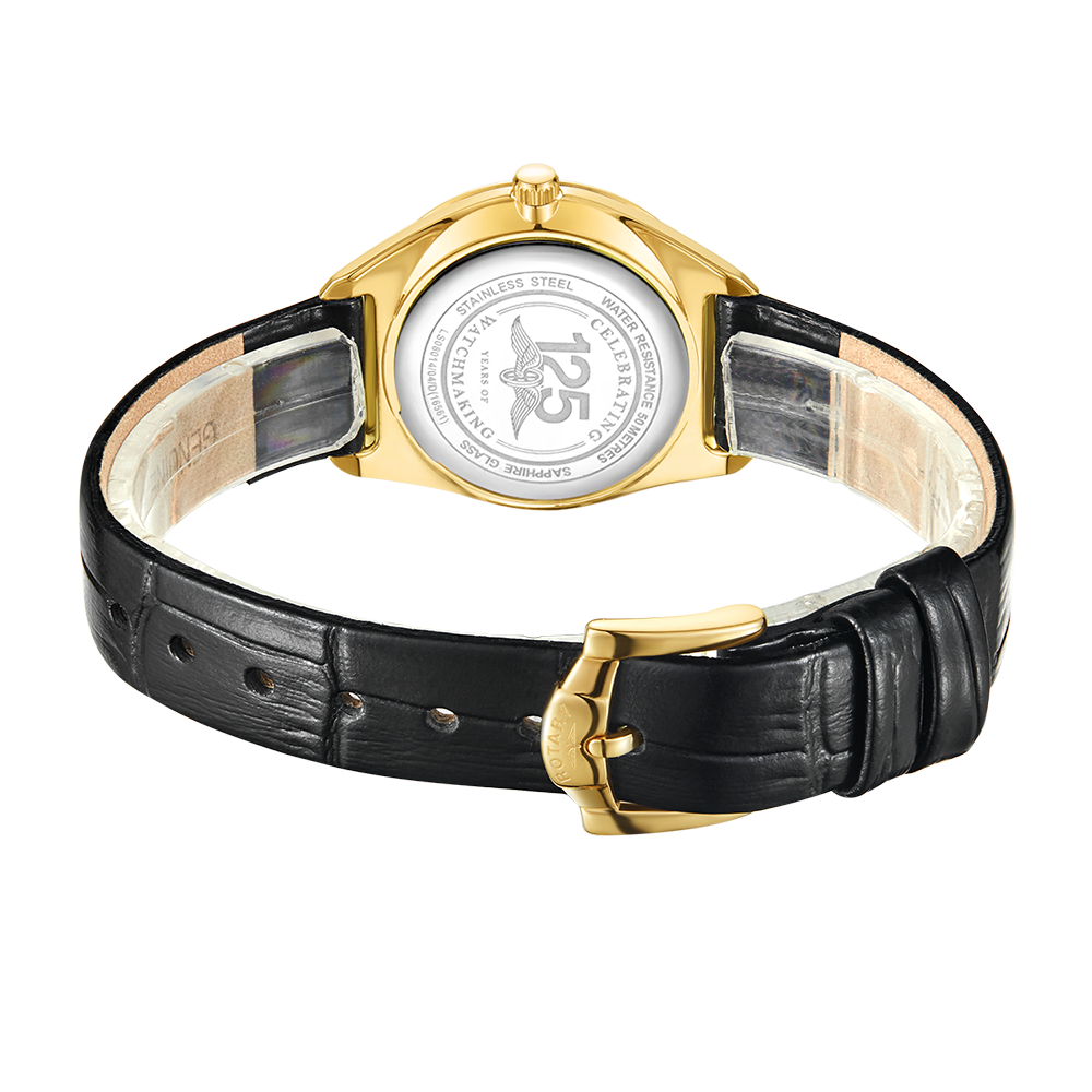 Rotary Ultra Slim Black Dial and Black Leather 27mm Women's Watch | LS08013/03