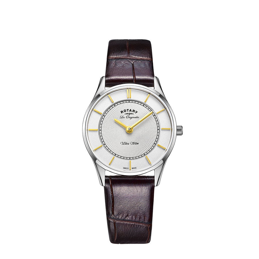 Rotary Ultra Slim White Dial and White Leather Unisex Watch | LS90800/02