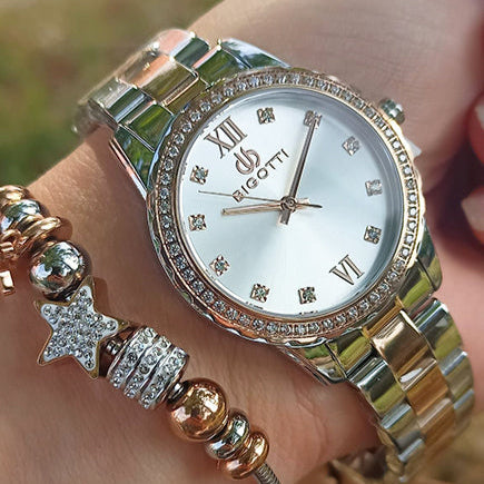 Bigotti Two-Tone Watch Mother of Pearl Dial Stainless Steel Strap | BG.1.10496-5