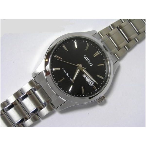 Lorus Stainless Steel black Dial Men's Watch | RX23DNX9