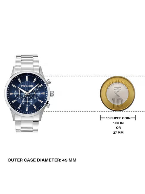 Police Berkely Multifunction Blue & Black Dial Stainless Steel Men's Watch | PL15968JS03M