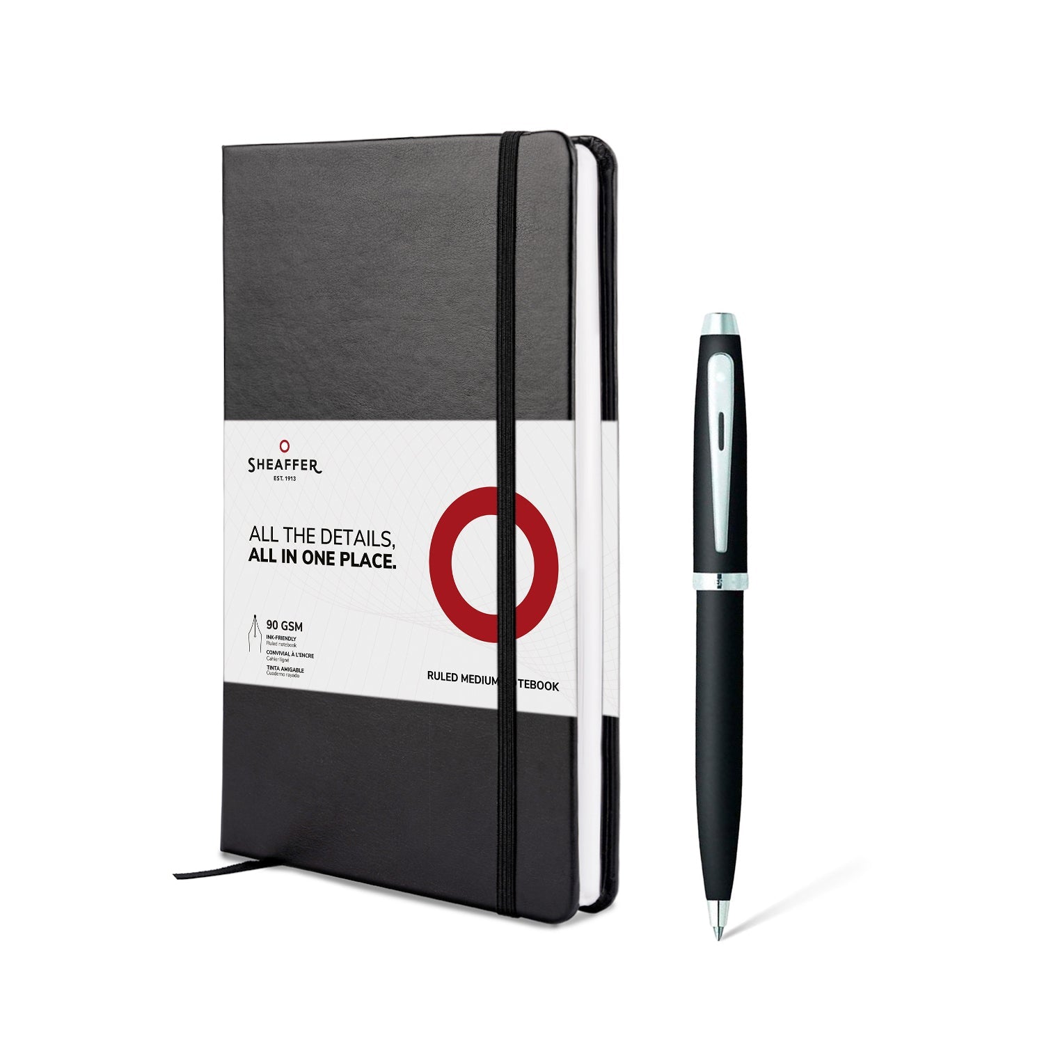 Sheaffer Matte Black S100 9317 Ballpoint Pen with Chrome Trim and Medium Notebook Gift Set | G2931751-5