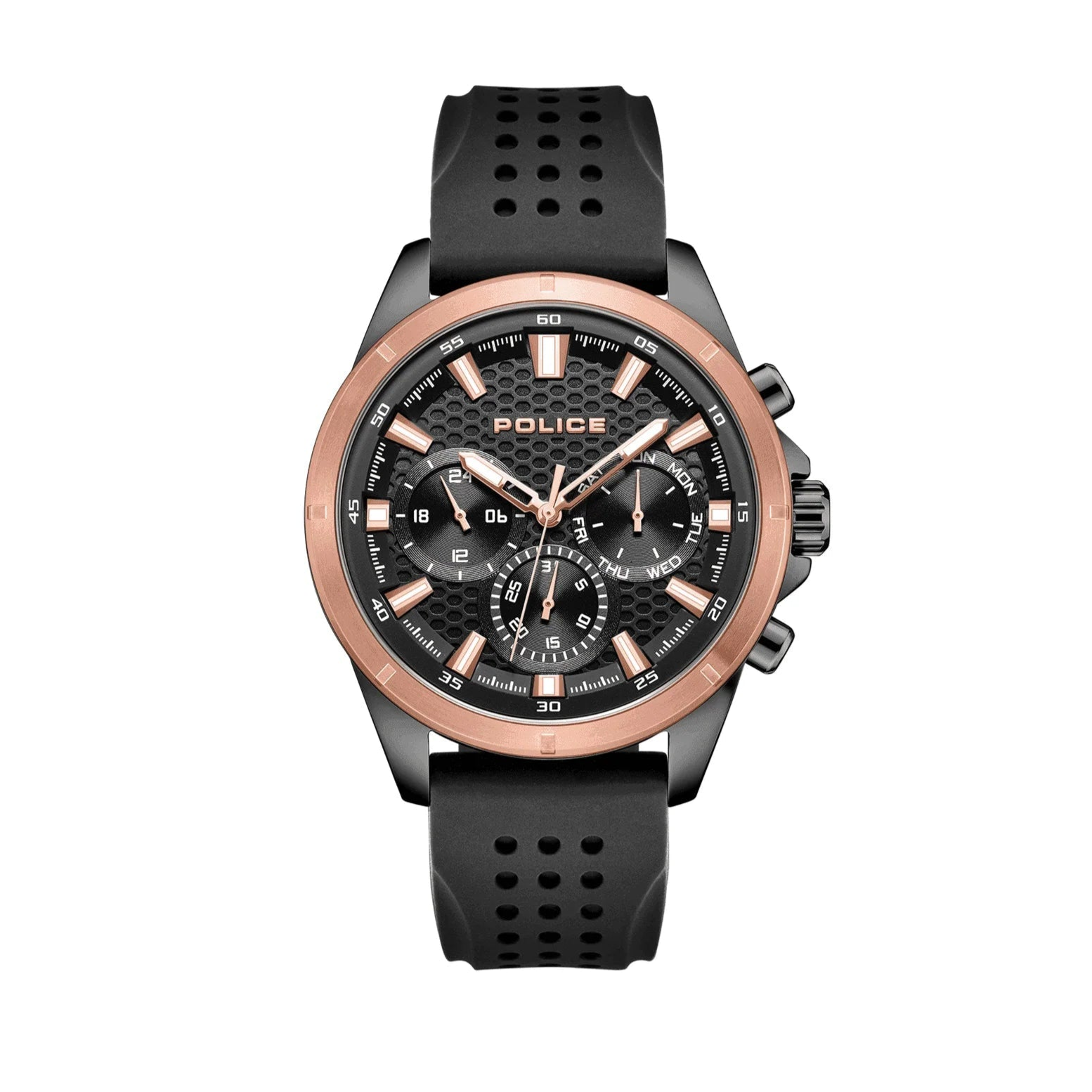 Police Malawi Black Multi Dial Black Strap Men's Watch | PEWJQ2204110