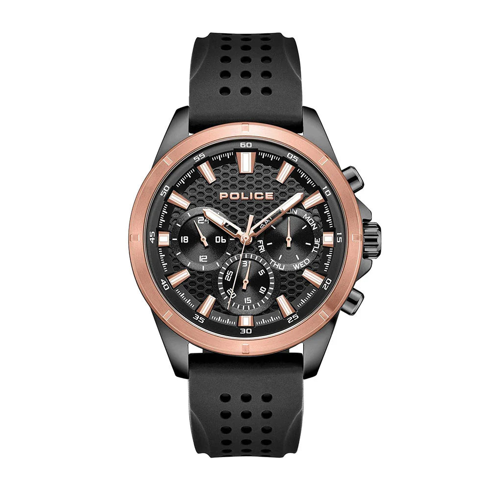 Police Malawi Black Multi Dial Black Strap Men's Watch | PEWJQ2204110