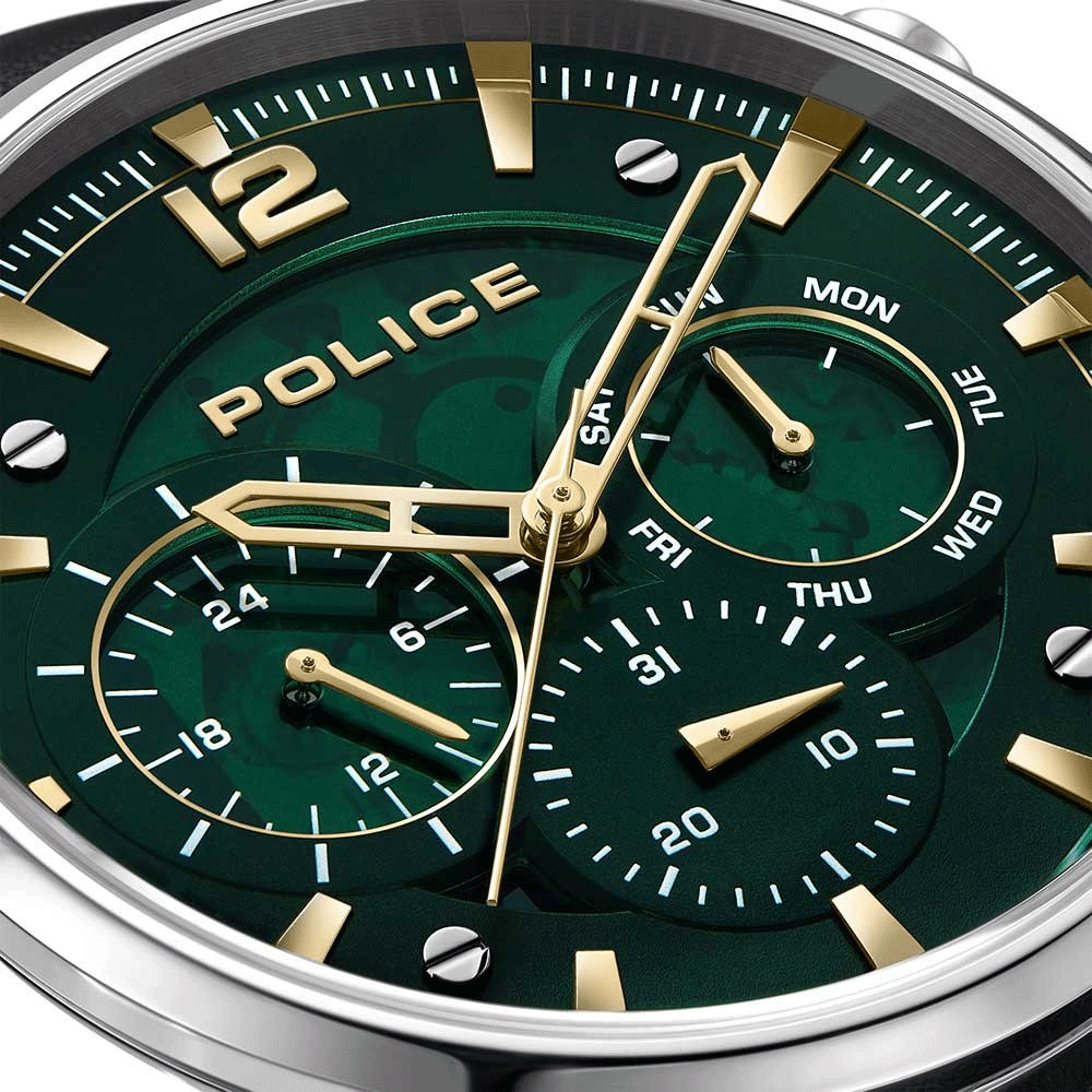 Police Driver Black Leather Men's Watch | PEWGF0040201