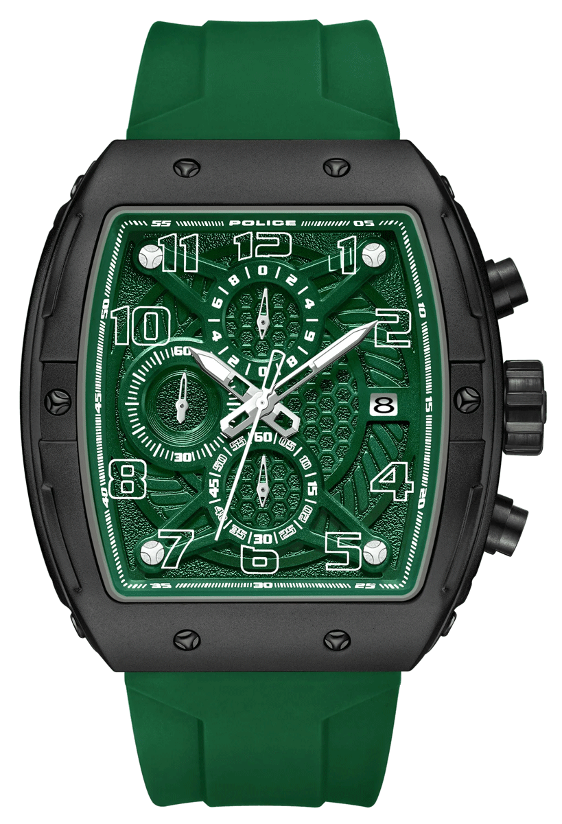 Police Coswig Green Silicon Men's Watch | PEWGO0063103