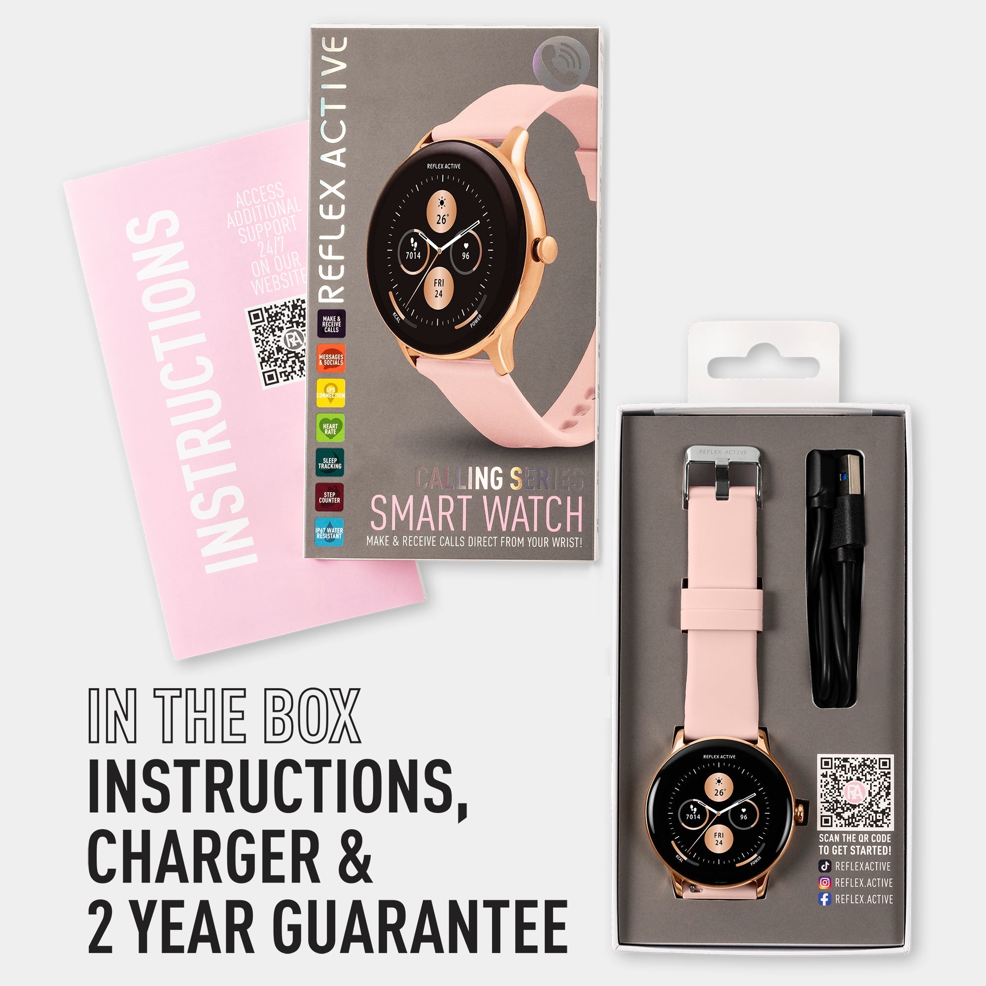 Reflex Active Series 22 Rose Gold Case & Pink Silicone Strap Women's Smartwatch | RA22-2184