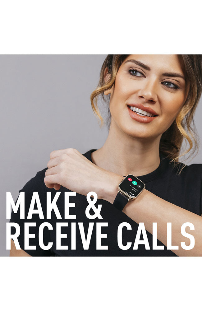 Reflex Active Series 23 Gold Case Stone Case & Black Silicone Strap Women's Smartwatch | RA23-2194